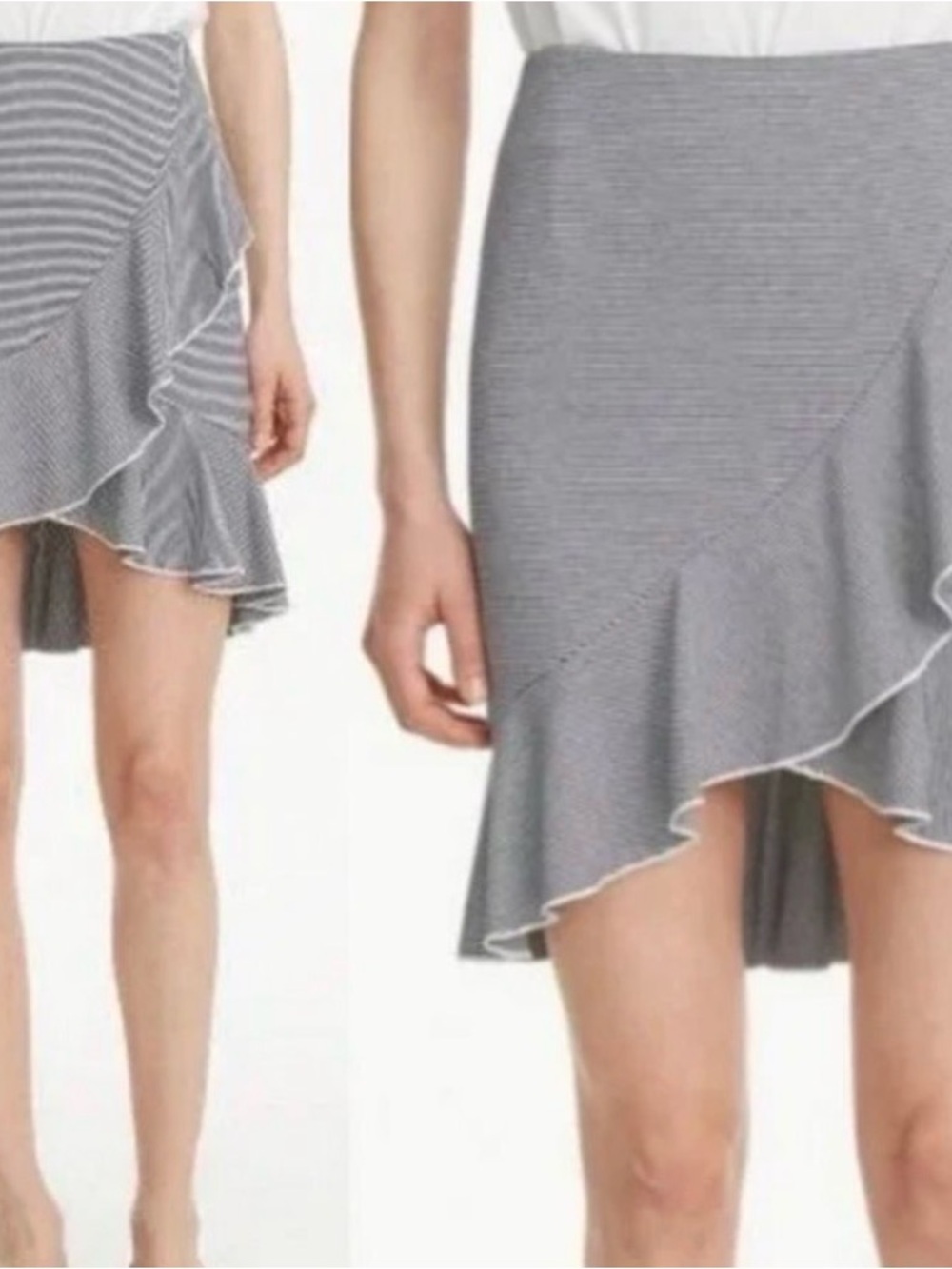 Club Monaco Gray Striped Asymmetrical Ruffle Skirt